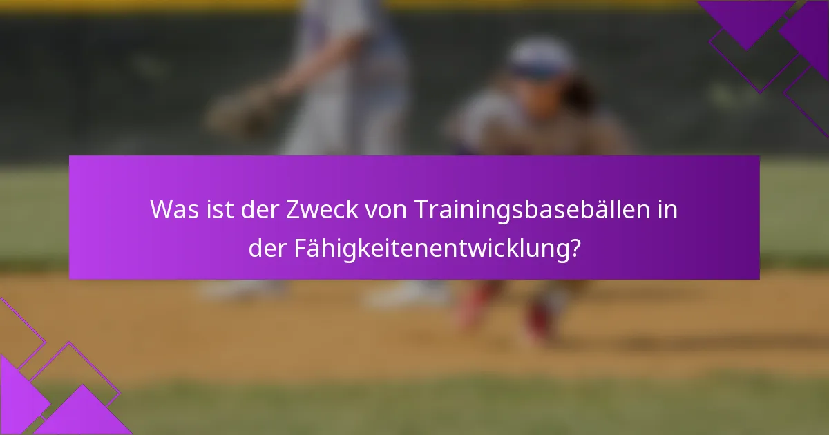 Was ist der Zweck von Trainingsbasebällen in der Fähigkeitenentwicklung?