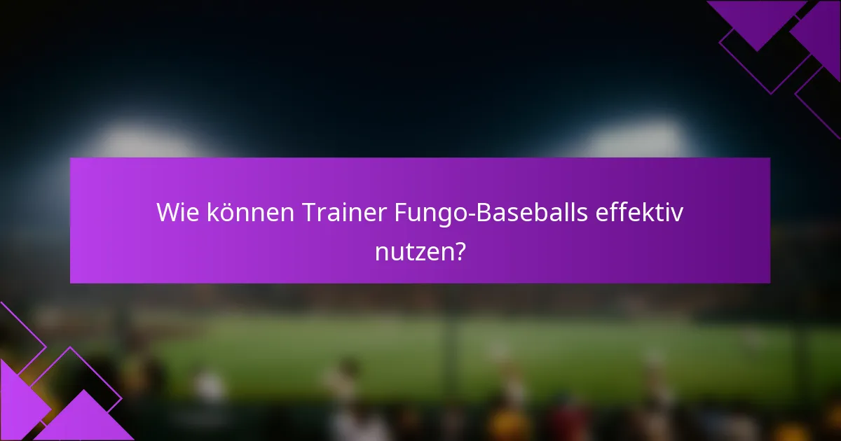 Wie können Trainer Fungo-Baseballs effektiv nutzen?