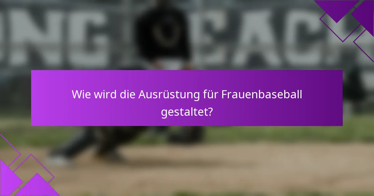 Wie wird die Ausrüstung für Frauenbaseball gestaltet?